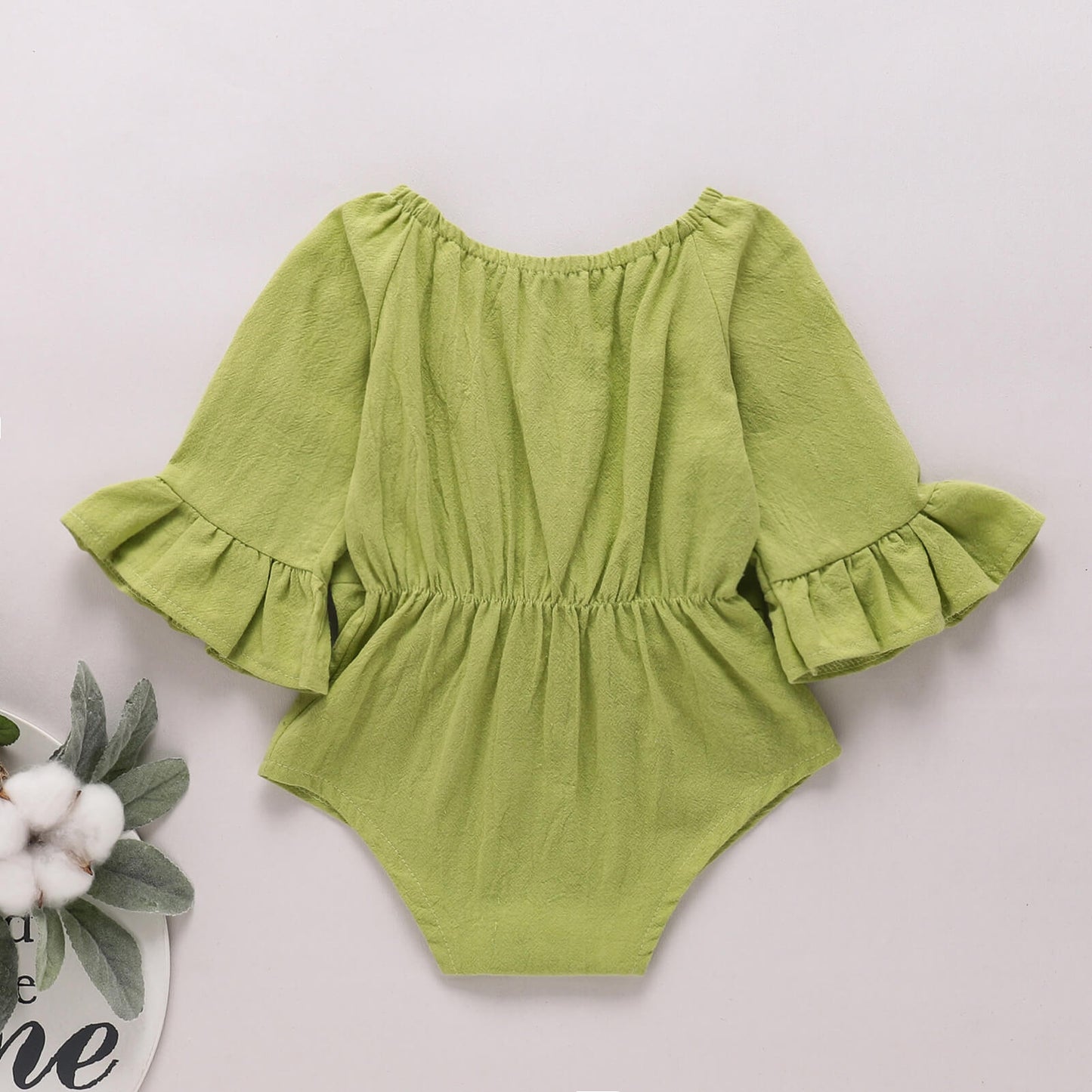 Baby Girl Bow Detail Flounce Sleeve Bodysuit